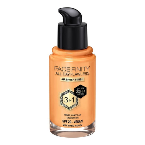 Max Factor Facefinity All Day Flawless 3 in 1 Foundation SPF20 30ml - 78 Warm Honey